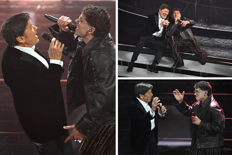 Gianni Morandi a sorpresa sul palco con il figlio Tredici Pietro. Alessandro Gassmann: "Regole non uguali per tutti"