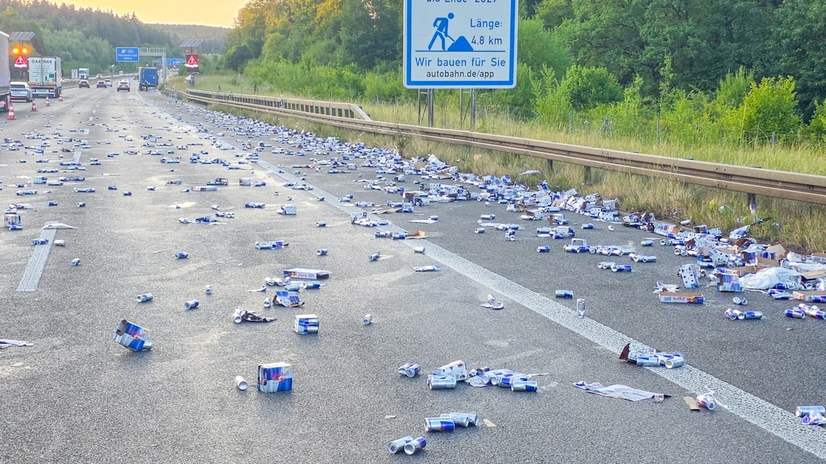 Dosen-Chaos bei Pforzheim: A8 wegen Energy-Drink-Flut gesperrt