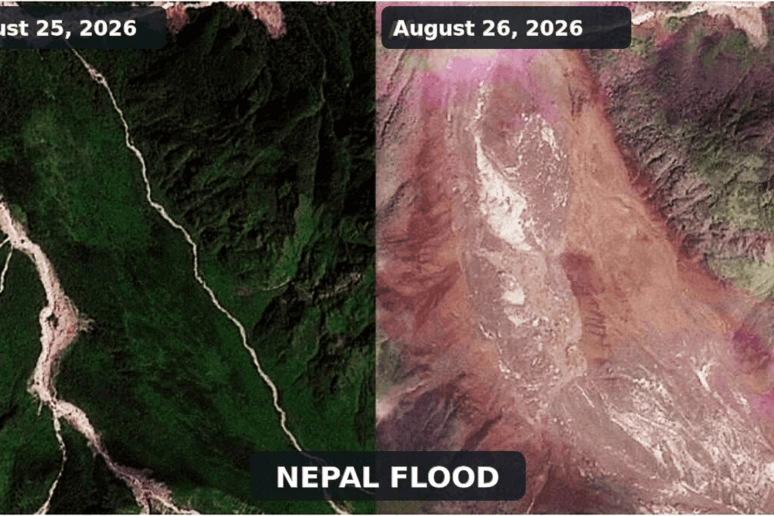Nepal-Tibet, l'alluvione ripresa dai satelliti di Copernicus