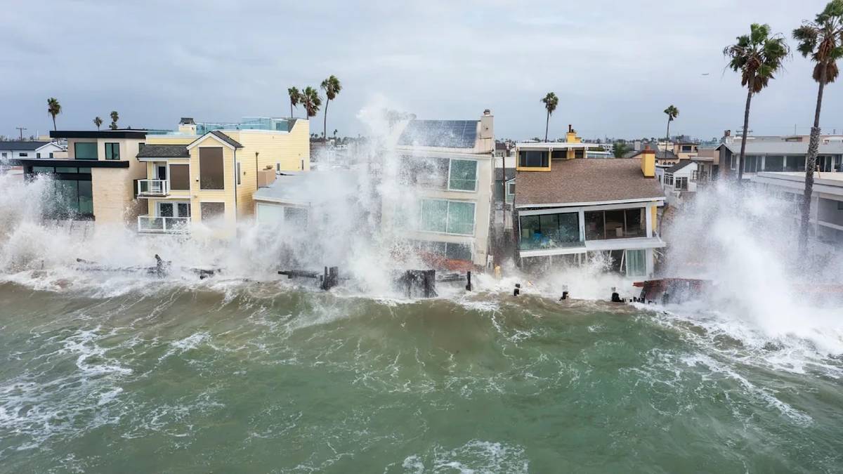 Long Beach: Monster-Wellen verwüsten Strand-Paradies!